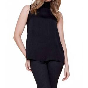 NEW RENUAR everyday mock neck sleeveless top in black